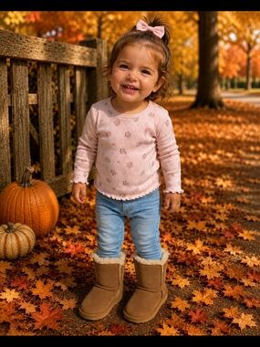 UGG Chestnut Button Suede Shearling Boots  Girl Child Toddler Sz 9